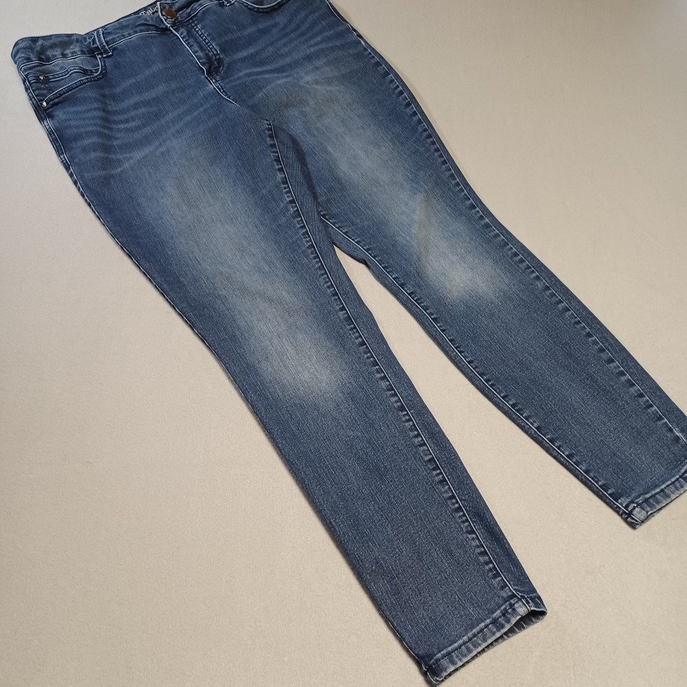 Maurices Everflex High Rise Skinny Jeans Womens 20W Long Blue Dark Wash Denim